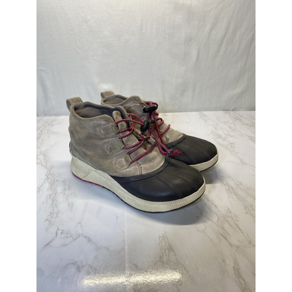 Sorel Womens Size 5 M Brown Pink Lace Up Wedge Ankle Fashion Boots Bootie